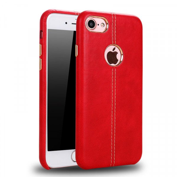 Wholesale iPhone 8 Plus / iPhone 7 Plus / iPhone 6S 6 Plus Armor Leather Hybrid Case (Red)